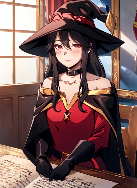 3978522847-471778447-castlevania style, megumin, 1girl, bare shoulders, black cape, black gloves, black hair, blush, cape, choker, collarbone, dress,.png